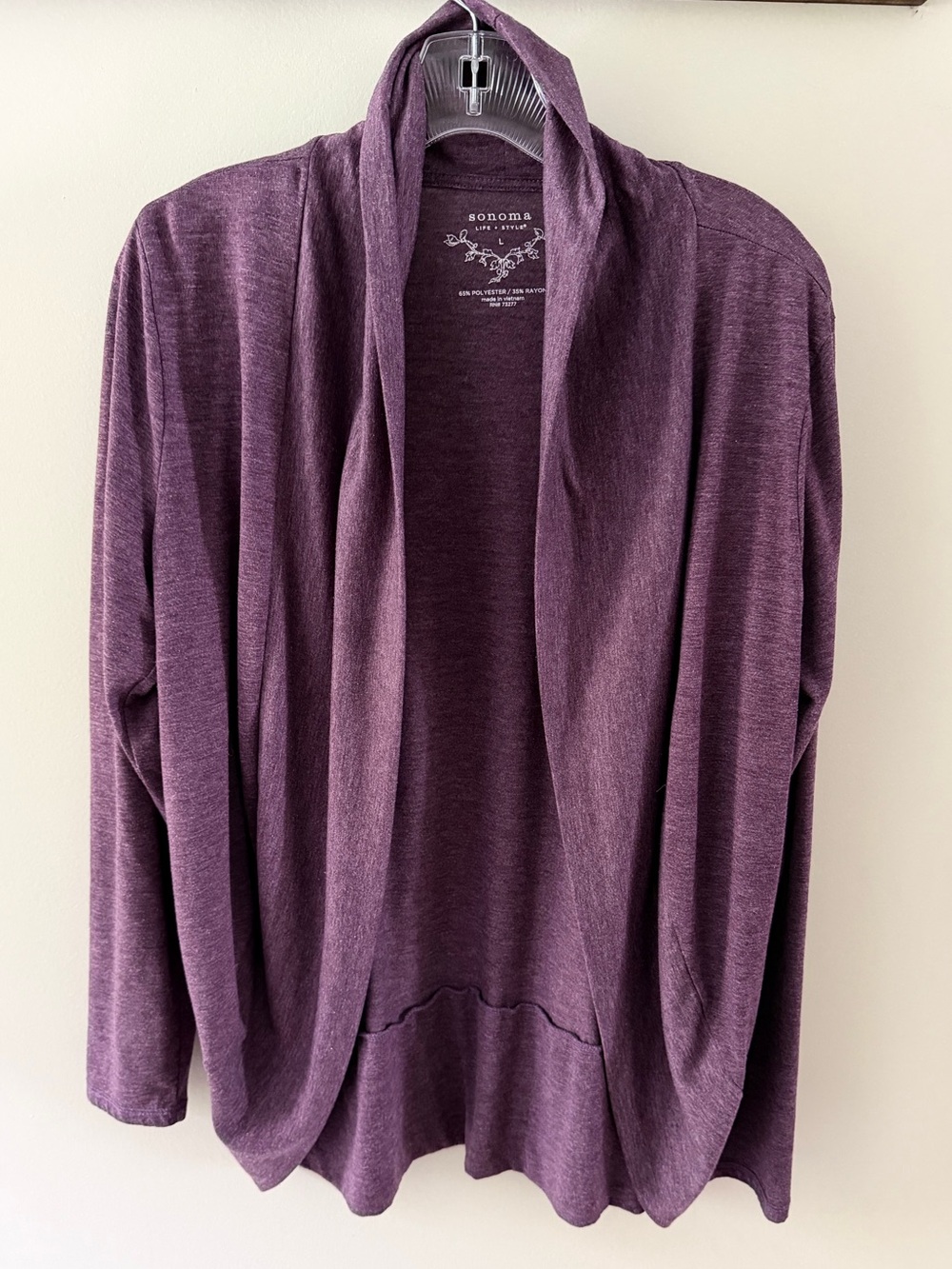 Sonoma Draped Open Cardigan in Plum Large